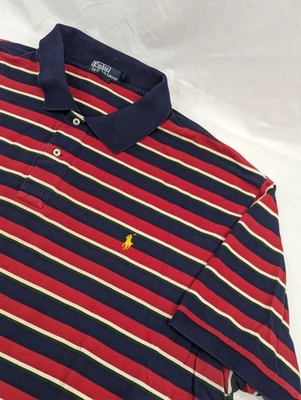 VINTAGE Polo Ralph Lauren Rugby Shirt Mens 4XL Big  Blue Stripe Color Block - Image 1 of 4