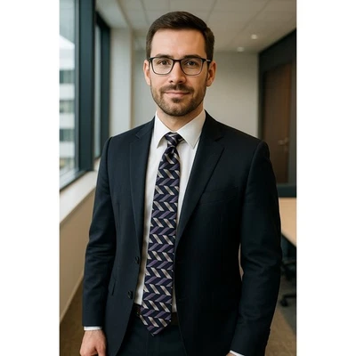 Corbata Giorgio Brutini Collezione 100 % seda azul marino púrpura geométrica clásica vintage Foto 1 de 4