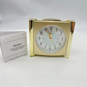 Seiko Alarm Clock QXE418GL Gold Tone W Light Alarm Instruction Booklet Works - Picture 1 of 7