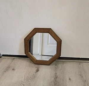 Vintage Wood Framed Octagon Mirror 11.25 Inch Diameter - Picture 1 of 4