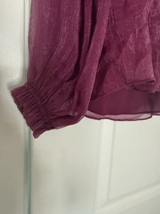 Camicetta trasparente shimmer chiffon top donna taglia XS magenta sbuffo manica lunga Do+Be - Foto 1 di 7