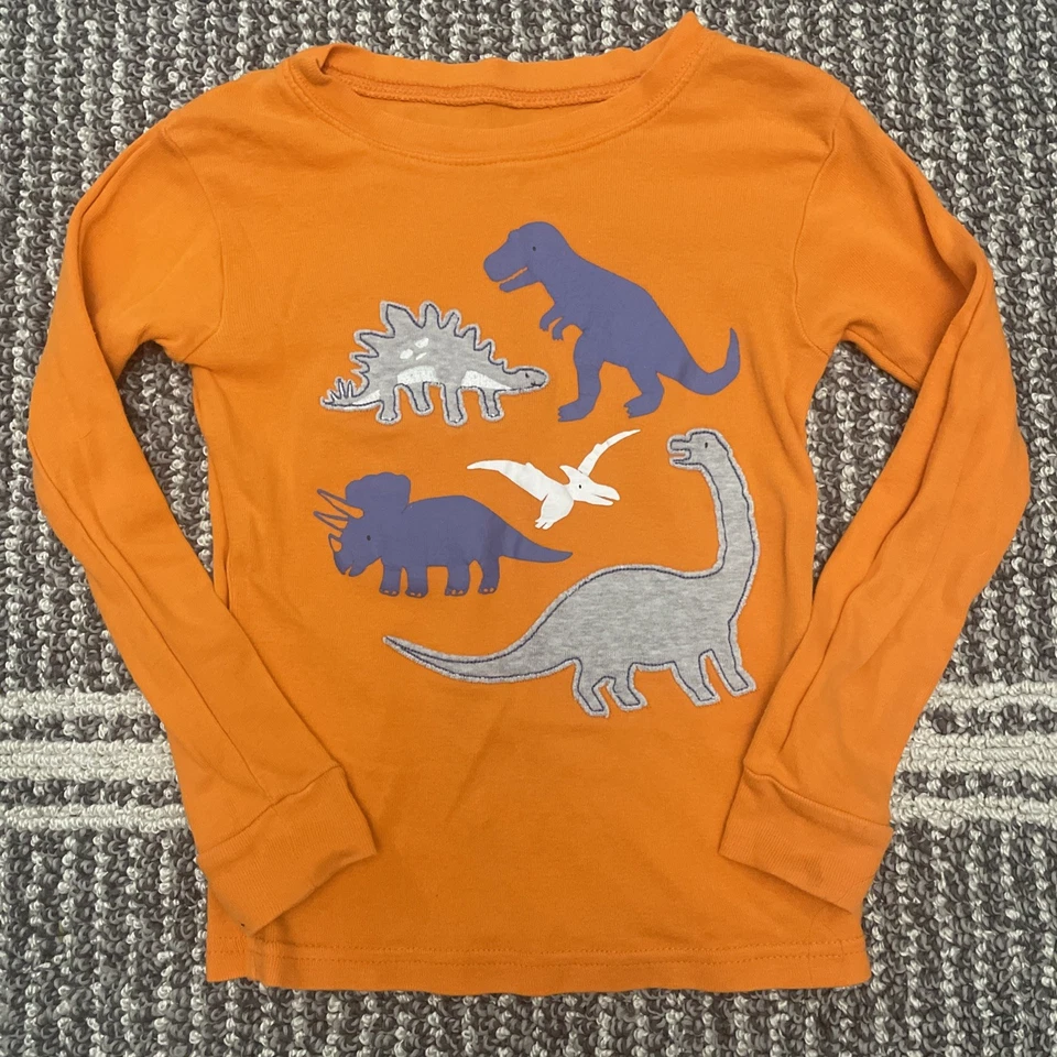 Carter’s Long Sleeve Tshirt 5t Orange Dinosaurs Graphic And Patchwork - Image 1 of 4