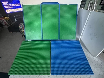 Lego Aufbewahrungskoffer/Box..blau/grün..Vintage Schiebedeckel & extra Grundplatten - Bild 1 von 4