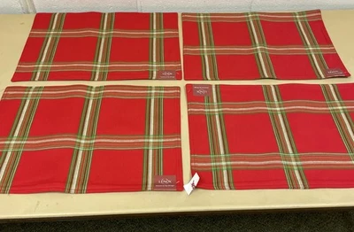 4 LENOX *Holiday Gatherings Plaid Placemats New - Image 1 of 4