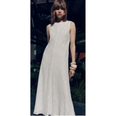 Zara ZW Collection Embroidered Midi Lace Dress White Eyelet XS NWT 8571/115 - Image 1 of 4