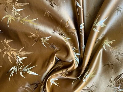 Brokat Seidenstoff Bambus braun Meterware - Bild 1 von 4
