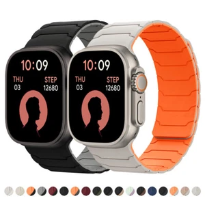 Pour Apple Watch Bracelet Ultra2/1 49mm 38/40/41/42/44/45/46mm Bracelet Magnétique Silicone - Photo 1 sur 30