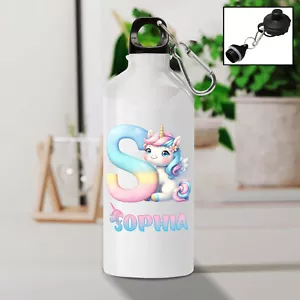 Personalised water bottle, Unicorn water bottle, girl school water bottle - Picture 1 of 5