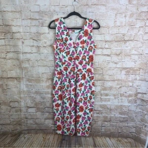 Vintage 90s Adrienne Vittadini Floral Button Back Midi Shift Dress Size 8 - Bild 1 von 7
