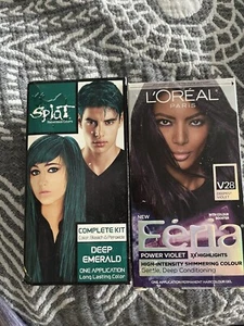 Lot Of 2 Splat Féria Bright Color Hair Dye Emerald Violet - Picture 1 of 1