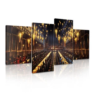 HARRY POTTER Hogwarts Hall 4pcs Split Stretched Canvas Print Wall Art More Sizes - Picture 1 of 4