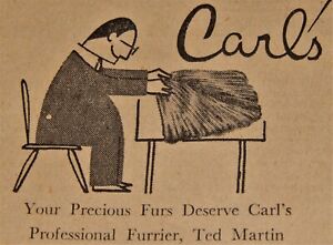 Vintage Advertisement, 1962, CARL'S PROFESSIONAL FURRIER, Paris-Inspired Remodel