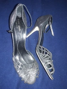 KATE SPADE Women's Ankle Strap Heels Size 9B Glitterty black - Picture 1 of 9