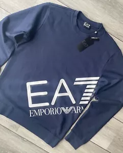 EMPORIO ARMANI EA7 NAVY BLUE JUMPER SWEATSHIRT TOP 6HPM27 - MEDIUM - NEW & TAGS - Picture 1 of 15