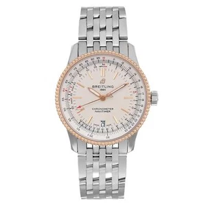 Breitling Navitimer 38mm Steel 18K Rose Gold Silver Dial Men Watch U17325211G1A1 - Picture 1 of 8