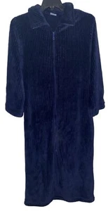 Vintage Cabernet Robe Long Soft Fleece Women’s Small Zip Front Warm Navy Blue - Picture 1 of 3