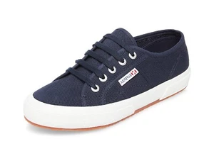 Superga 2750 Cotu Classic Unisex Lace Up Fashion Shoe Sneaker White Navy Canvas - Picture 1 of 8