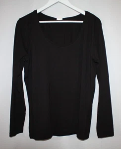 H & M Women's Scoop Neck Black Long Sleeve Stretch Knit Cotton Shirt Size XXL - Picture 1 of 10