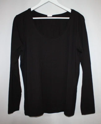 H & M Shirt Women's XXL Black Scoop Neck Long Sleeve Stretch Knit Cotton Goth - Image 1 of 4