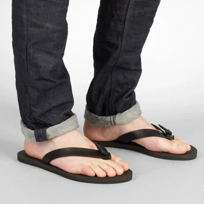 沙滩夹头拖鞋懒人凉鞋真皮男式鞋平底罗马风格 — 第 1/4 张图片