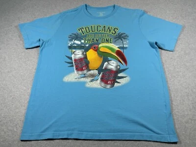 Toucan Shirt Adult Extra Large Turquoise Tropical Bird Ocean Palms Mens - Image 1 of 4