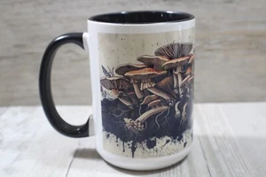 Mushrooms roots dirt Black Handle 15oz coffee mugs cottagecore - Picture 1 of 4