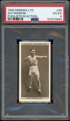 1928 Ogden's Pugilists In Action Boxing Card #26 ALF MANCINI PSA 4 VG-EX - Image 1 of 2