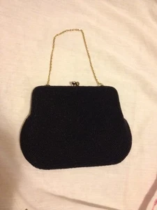 Vintage 60s Sarne Italian Beaded Black Bag - Made In Japan Pretty - Bild 1 von 7
