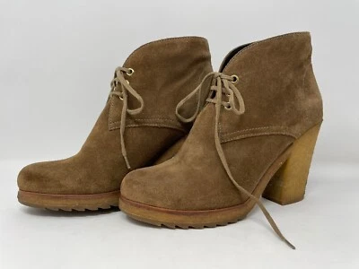 Prada women lace-up ankle  Chestnut Suede Heel Boots Size EU 37/ US 7 - Image 1 of 4