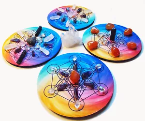 Sacred Geometry Crystal Grid Set (4 Crystal Grids/Coasters)CRYSTALS NOT INCLUDED - Picture 1 of 10