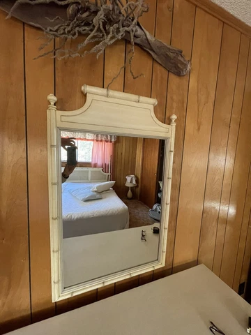 Henry Link Mirror Faux Bamboo Hollywood Regency Bali Hai 27x41 Creamy beige Cover