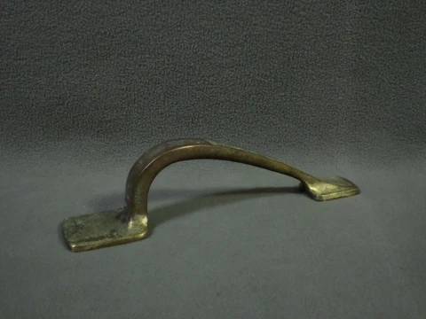 (B) 1 Vintage BRASS DOOR HANDLE 9-1/2" pull curved commercial architectural Cover