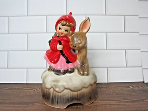 Vintage Lefton Japan Girl With Deer Music Box Working Plays 12 Days Of Christmas - Picture 1 of 11