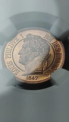 1847 France Essai 2 Centimes  Bronze   NGC MS67 RB   Pop Top 2/0            4133 - Image 1 of 4