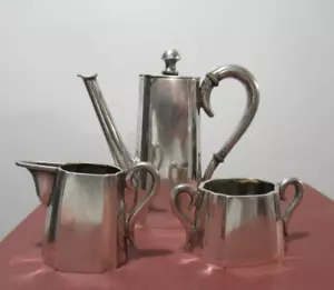 Raro juego de café antiguo austriaco de plata, mediados de 1800, 3 piezas, buen estado - Imagen 1 de 20