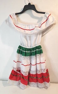 Mexican dress Girl's Traditional  Dress Size Large Color white red and green - Picture 1 of 8