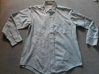 Morgan Hart button down men’s Blue Shirt Size 16 32/33 Large Striped Long Sleeve - Image 1 of 4