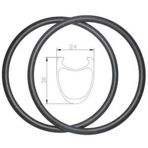 2 Pezzi 700c Bici Strada Clincher Cerchi Carbonio Profondità 30mm Larghezza 24mm Cerchio/Freno a Disco - Foto 1 di 11