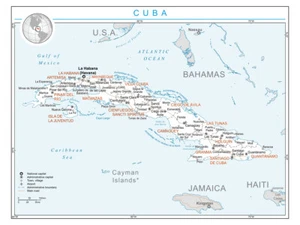 Cuba Political Administrative Province Road Rail City Country Map Poster - Picture 1 of 1
