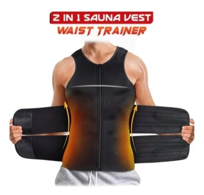 Men Sauna Suit Sweat Vest Neoprene Tank Top T-Shirt Body Shaper Waist Trainer US - Image 1 of 4