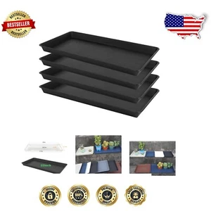 Versatile 4-Pack Plant Drainage Trays - Rectangular, No Holes, Water Resistant - Picture 1 of 9