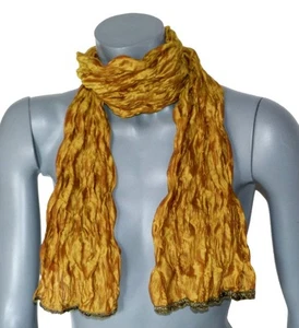 ECHARPE Michel Le BRUN pour femme made in France soie silk ocre vert jaune neuve - Picture 1 of 1