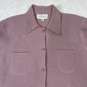 Cárdigan Suéter Vintage 100% Lana Informal Esquina Mujer XL Rosa Tejido Abotonado - Imagen 1 de 8