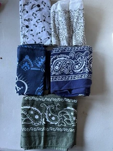 Menge 5 Baumwolle Bandanas Deep Eddy Wodka Musik Noten Paisley USA & China Mix - Bild 1 von 4