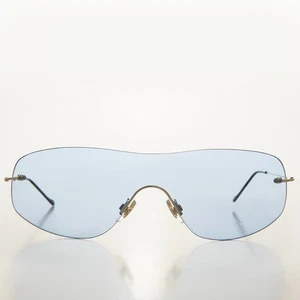 Blue y2k Rimless Shield Sunglasses - Stary - Picture 1 of 3