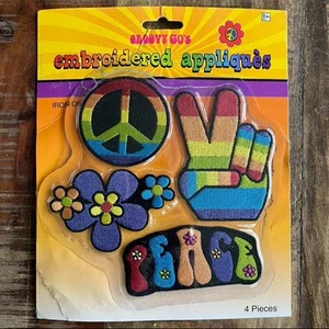 Groovy 60s Embroidered Applique Iron on Patches-Set of 4 - Picture 1 of 2