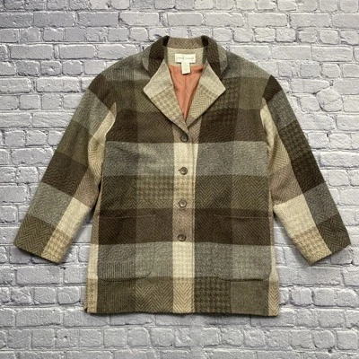 Blazer de tweed de esquina informal de colección talla M retazos Buffalo Chex Academia marrón preppy Foto 1 de 4