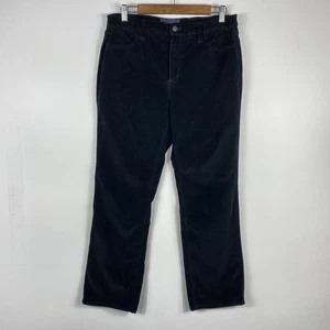 NYDJ Size 10 Petite Corduroy Straight Leg Pants Black - Picture 1 of 5