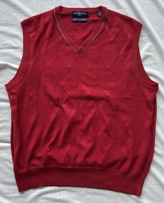 Chaleco Suéter Argyle Tejido Algodón Mediano Para Hombre Austin Reed Arándano Oficina Golf Foto 1 de 4