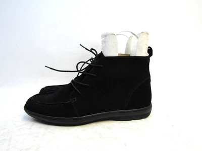Botas da moda Lands End feminina tamanho 11 B camurça preta com cadarço no tornozelo - Imagem 1 de 4